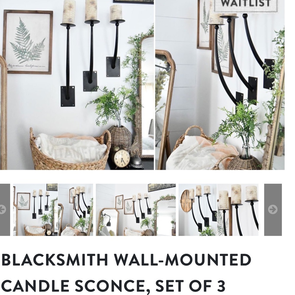 NWT Farmhouse iron candle sconces! Set of 3!!